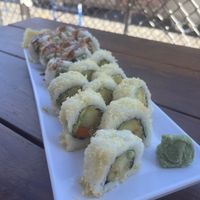 Veggie tempura roll in front   at Ricky's Sushi - NE 14th Ave in Portland