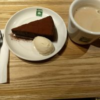 Chocolate cake and soy latte at LOVE Pacific Cafe in Nagoya