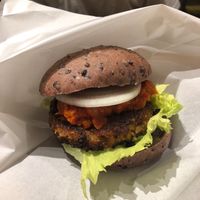 Bean patty burger  at LOVE Pacific Cafe in Nagoya