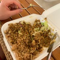 Rice and beans with salad at Papa Earl - Mobile Food Vendor in Mount Standfast