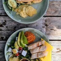 Vegan ciabatta sandwich and vegan ploughman's at Foyers Stores, Post Office & Cafe in Inverness