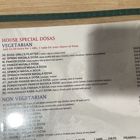 Vegetarian menu section    at Krishna Dosa Grill Regina in Regina