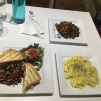 Mac n cheese, chickpea burger and extra delicious rice at The New Vegan in Delray Beach