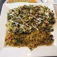 Pasta falafel salad with curried rice. at The New Vegan in Delray Beach