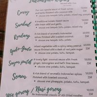 Menu at Green Hill Guest House in Bukit Lawang