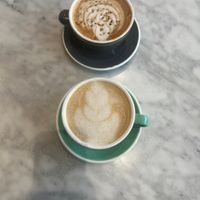 Soar and almond milk bee keeper and white chocolate lattes  at Cold Brew in Marion