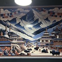 Impressive wall mural  at Himalayan Delights in Newport Beach