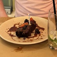 Chocolate cake with caramel sauce (I think- it was heavenly). Didn’t get a close up   at The Açaí Restaurant in Rhodes
