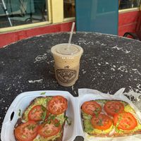 Avocado Toast with peanut butter soy lattee  at The Coffee Loft in Fairhope