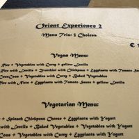 vegan menu  at Orient Experience II in Venice