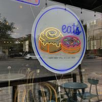 The front window.  at Eats Bakery in Salt Lake City