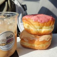 Maple and strazz donut. Iced latte at Eats Bakery in Salt Lake City