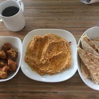 Tofu “chicken” nuggets with dip, and hummus  at Seed - Faubourg Lafayette in New Orleans