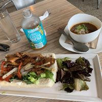 Eggplant po boy on stale bread. Waitress said, “that’s how it’s supposed to be” at Seed - Faubourg Lafayette in New Orleans