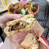 Sheruben (marinated tempeh) with vegan cheese! Very tasty!  at Ruby's in Ashland