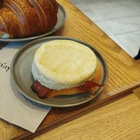 Bacon and cheese muffin at Land & Monkeys - Père Lachaise   in Paris