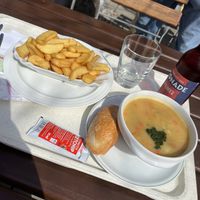 soup, fries   at SB Restaurant Schloss Pillnitz in Dresden
