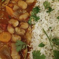 Harissa bean stew at Cafe Shëndet in Himare