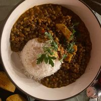 Vegan Pineapple Masala Curry at Cafe Shëndet in Himare