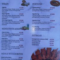 Menu at Cigkofte Esse in Budva