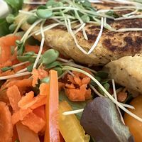 Crabless Cakes Bowl  at Sip Sip Hooray Garden Cafe  in Englewood