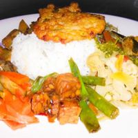 mountain of great tasting food! at 9 Warung in Ubud