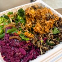 Jackfruit & mushroom saute at Chef W Vegan Lunchbox in Nassau