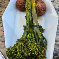 Brocollini and potato sides at Brave New Restaurant in Little Rock