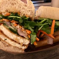 Banh Mi sandwich with crispy tofu at Parts and Labor in Durham