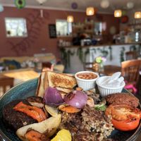 Vegan breakfast plate in this charming cafe   at Cafe Eighty2 in Inverness