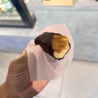 Almond caramel and protein pea powder   at Souffle Desserdistuudio in Tallinn