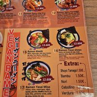 Vegan menu at Buga Ramen in Santander