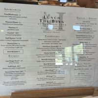 Menu   at The Barn at The Hope Farm in Fairhope