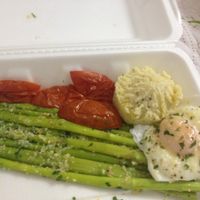Yay, Prem do delivery!! Poached egg, mashed potato, asparagus and tomato at Prem Bistro and Cafe in Ho Chi Minh City