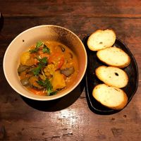 Vietnamese vegan curry with banh mi  at Prem Bistro and Cafe in Ho Chi Minh City