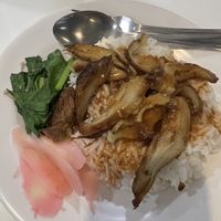 Mock meat dish with rice   at The Rice and Healthy Food ข้าวทิพย์ แอนด์ เฮลท์ฟู้ด in Bangkok