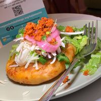 Tortitas de Papas y Chorizo: Potato & Corn (Masa) Cake w/ Vegan Chorizo & Violife Mozzarella Cheese (Kalamazoo Vegan Chef Challenge 5/26) at Matchacita in Kalamazoo