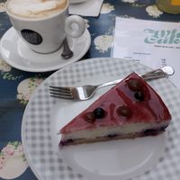 Cheesecake and coffee at What The Cake in Strasbourg