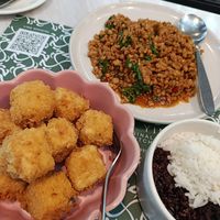 Pad Kaprao and fried tofu at Baan Ying - Dusit Suites Hotel in Bangkok
