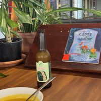 We were sitting kind of out of the bistro, there is this cute seating  at FatCat Delikatessen in Bratislava