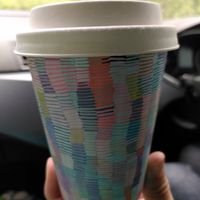 Decaf coffee in a pretty cup (May 2025) at Conti's Llanerchaeron Tea Room in Lampeter