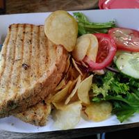 Hummus and vegetable sandwich (November 2025) at Conti's Llanerchaeron Tea Room in Lampeter