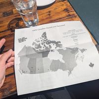 Backside of menu at The Old Spaghetti Factory in Banff