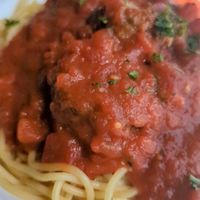 Impossible meatball at The Old Spaghetti Factory in Banff