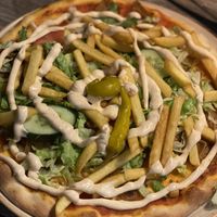 Vegan kebab Pizza  at Kapten Viking in Tanumshede