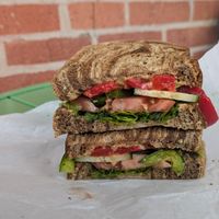 The Cameron:  Roasted Red Bell Pepper, Arugula, Cucumber, Tomato, Green Bell Pepper, Hummus, and Avocado Spread(added) on Marble Rye. REMOVE SWISS! at The Market  in Winchester