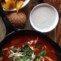 Vegan Shakshouka with Tehina and Salad at Cafe Landwer - Ibn Gavirol in Tel Aviv