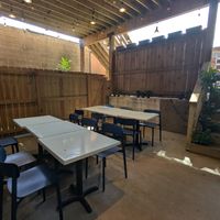 Outdoor seating behind the restaurant at Neon Greens  in St Louis