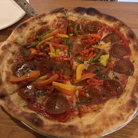Vegan pepperoni and pepperss  at Harvest Pizzeria - Brewery District in Columbus