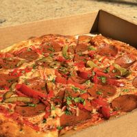 Vegan pepperoni & peppers   at Harvest Pizzeria - Brewery District in Columbus